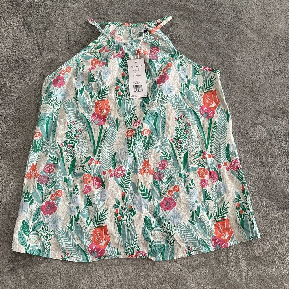 NWT Michelle McDowell Floral Tank Top Women's Medium Shirt Blouse Tropical